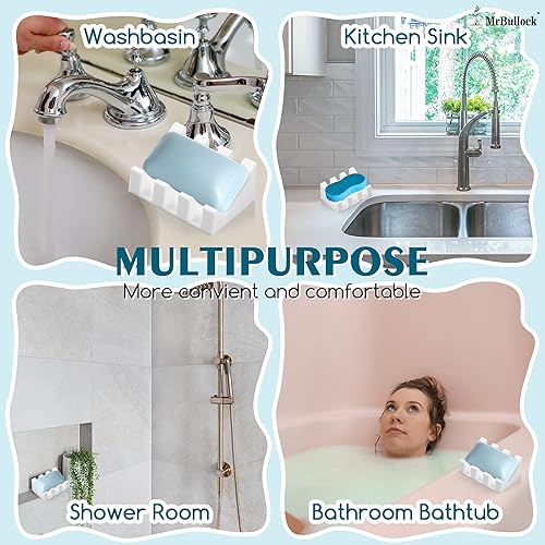 Miniatura 6 de Jabonera de silicona con drenaje, jabonera de ducha, barra de cascada, bandeja con protector de jabón de drenaje para accesorios de cocina de baño