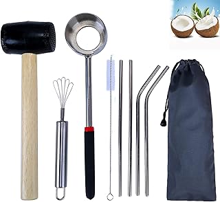 Coconut Opener Set for Young Coconut Opener Kit, Premium Food Safe Stainless Steel Coconut Opener Tool & Hammer – Coconut ...