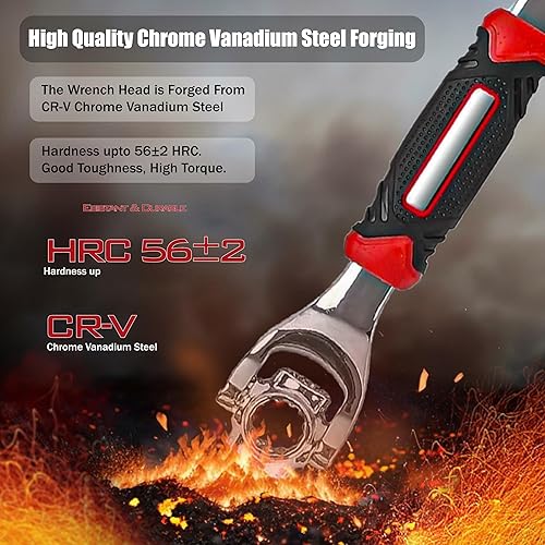 Miniatura 7 de Juego de llaves y destornilladores 52 en 1, llave giratoria multifuncional de acero inoxidable con flexibilidad de 360 para pernos, tuercas, e ideal