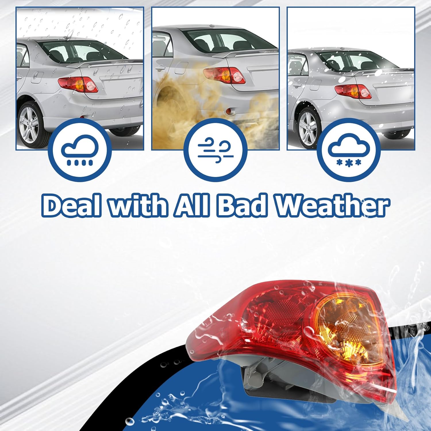 WFLNHB Left Side Outer Tail Light Assembly Replacement for Toyota Corolla 2009-2010 Driver Side Rear Tail Light Lamp 8156002460 TO2800175