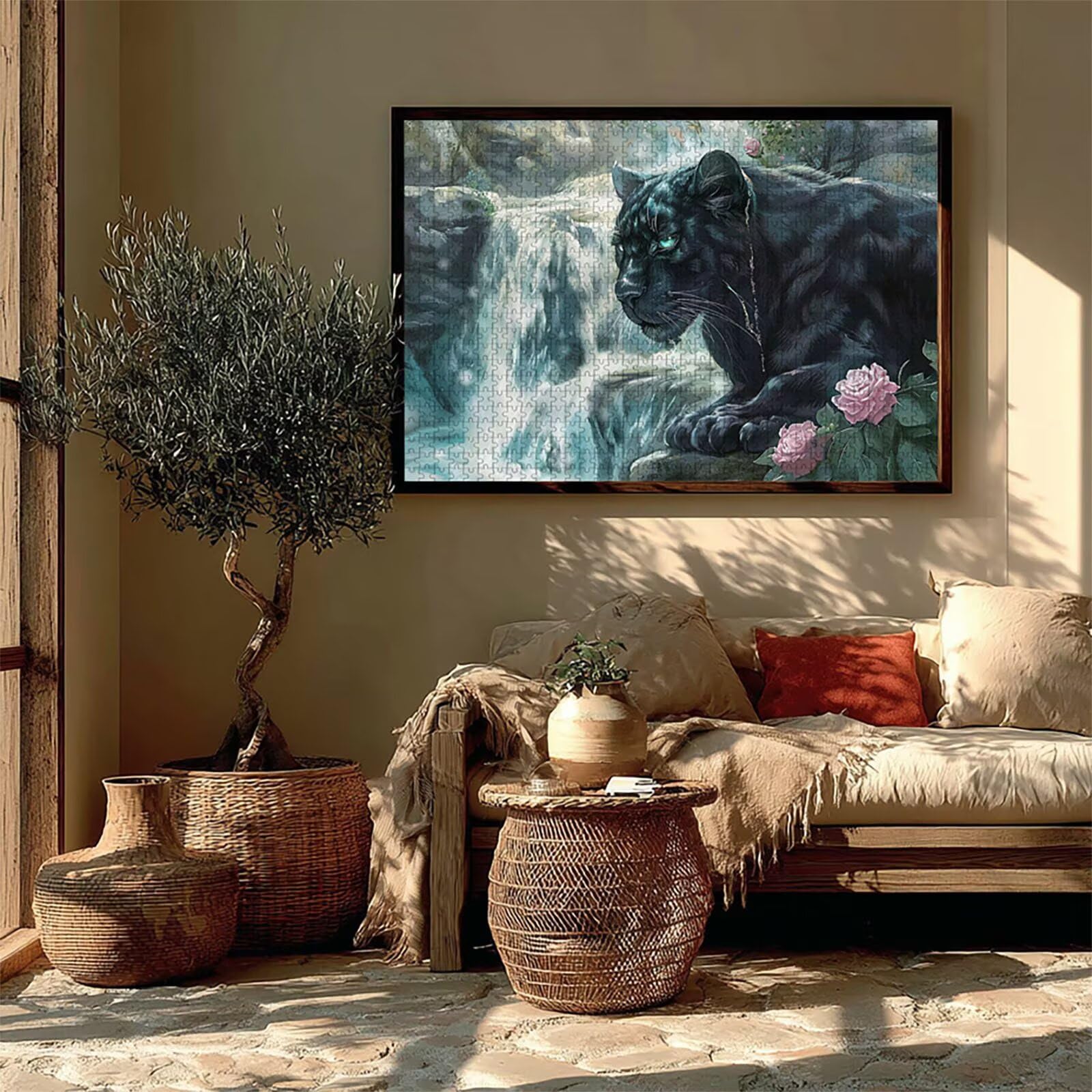 Puzzle 2000 elementów dla dorosłych, lampart, drewniane puzzle, 99 x 71 cm, części ściśle do siebie pasują, dla mężczyzn, kobiet, starszych seniorów, relaks i odstresowanie, prezenty, dekoracja