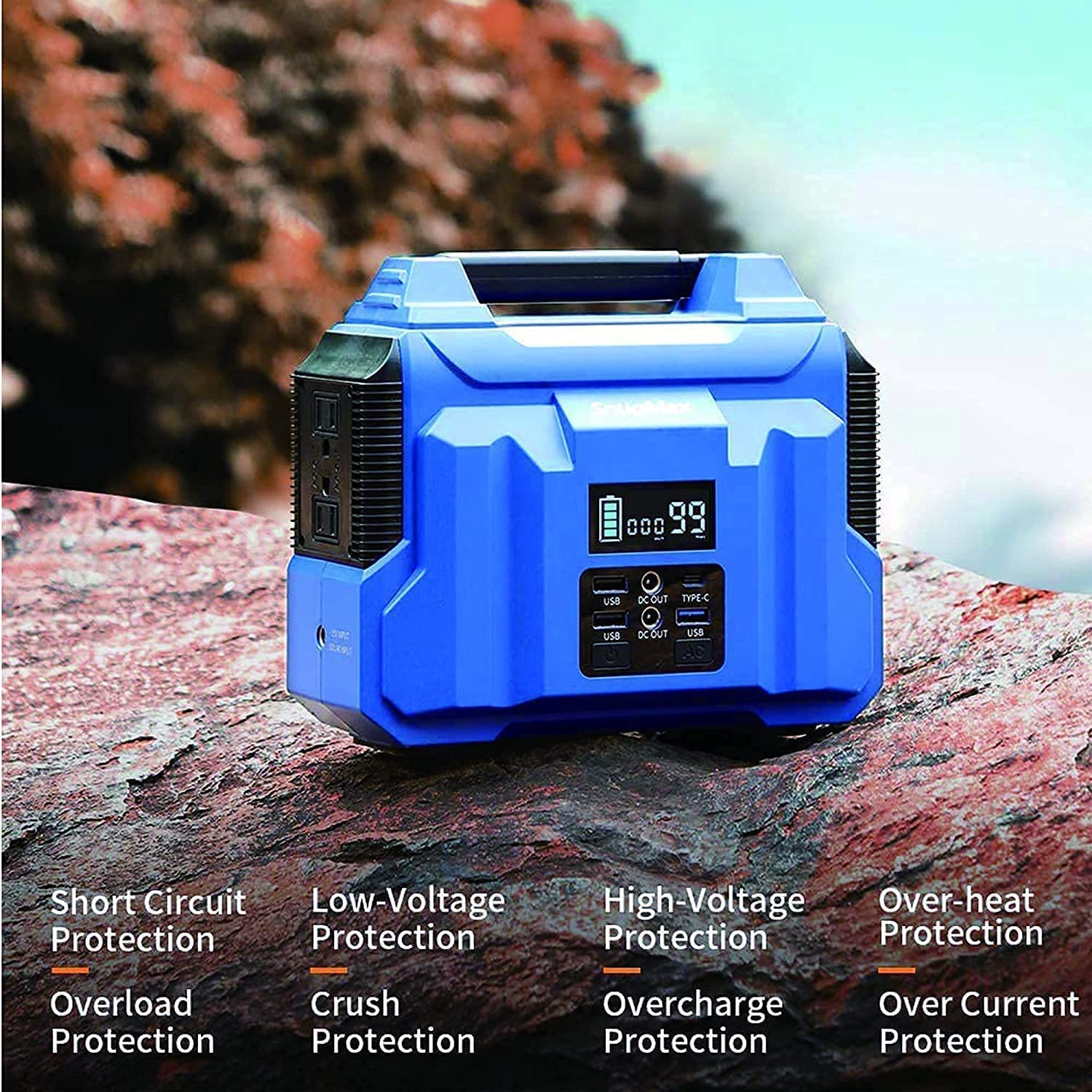 LEICKE SnugMax Générateur d'Énergie Vickers Portable 200Wh avec batterie de secours au lithium de 222Wh, prise AC 240V/200W Type-C pour CPAP intérieur, camping extérieur et voyage