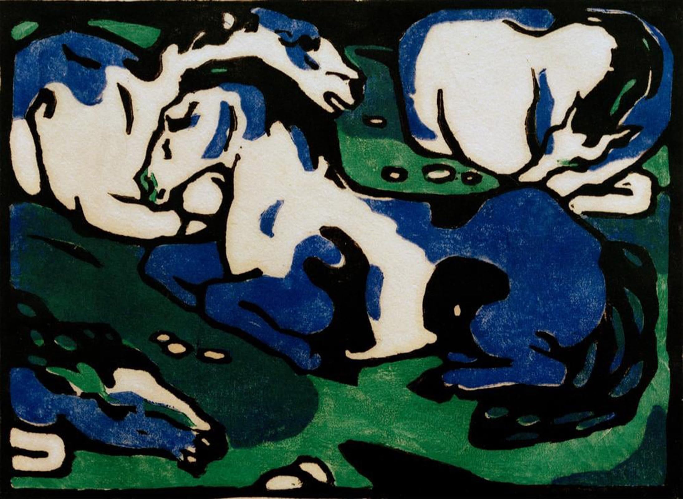 POSTERIIk Vintage Classic Picture Landscape Artwork the Birth of Horses by Marc Portrait Canvas Painting for Office Home Decor 60x90cm