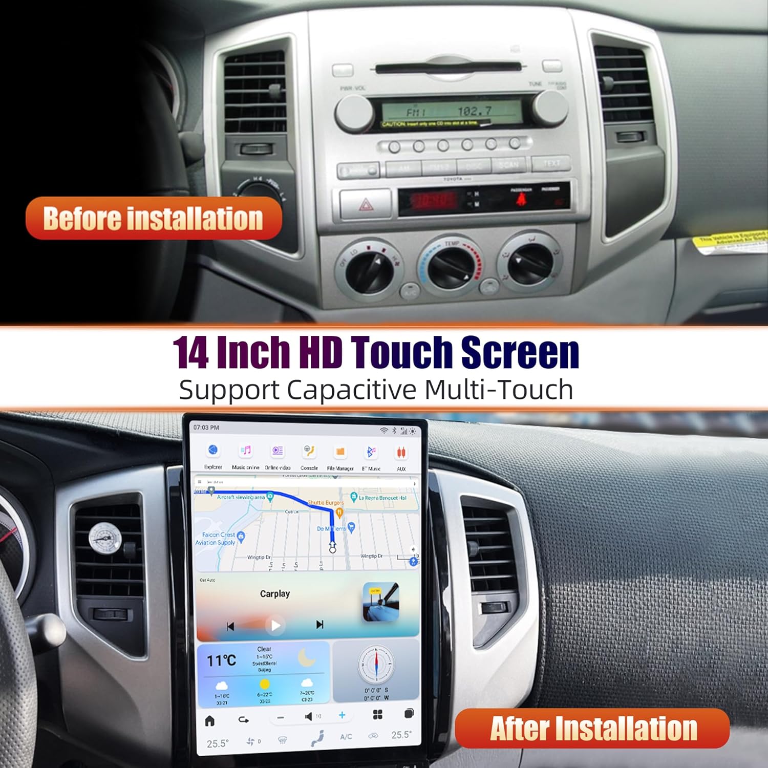 AuCar 2025 Latest Android 13 Car Radio Head Unit for Toyota Tacoma 2005-2015, 14.0 Inch New T-Style Car Multimedia Stereo Video Player Carplay Android Auto GPS Navigation 8GB RAM 128GB ROM Ships from Amazon 14.0 Inch 8+128GB image 4 of 7 B0D5HPYX4G