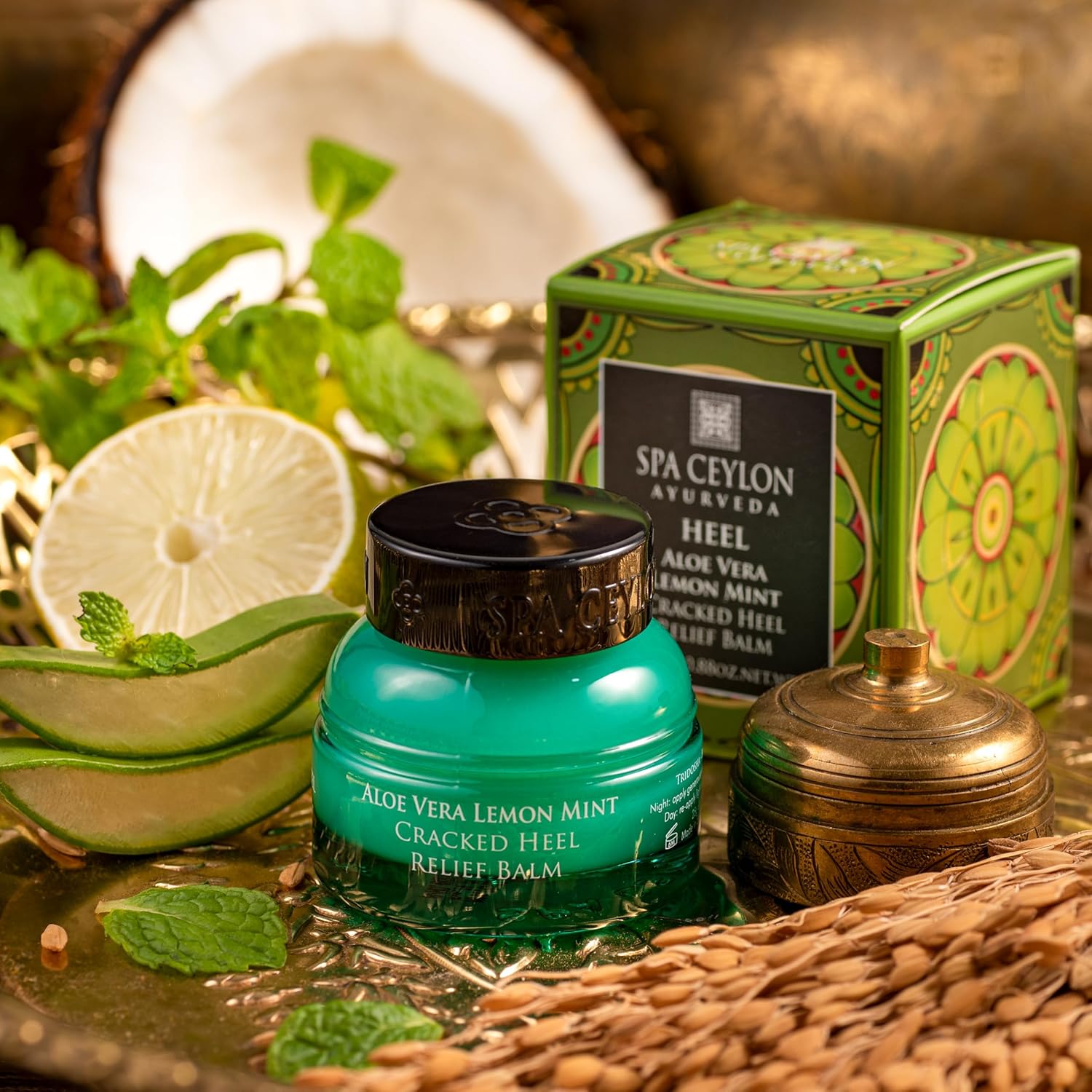 SPA CEYLON Aloe Vera Lemon Mint Cracked Heel Relief Balm | Vegan, Organic Heel Cream for Cracked Heel & Dry Feet, 25g - Image 3