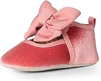 Amazon Essentials x Sofia Grainge Baby Girls Mary Jane Shoes - Velvet Upper, Bow Detail, Soft Grippy Sole