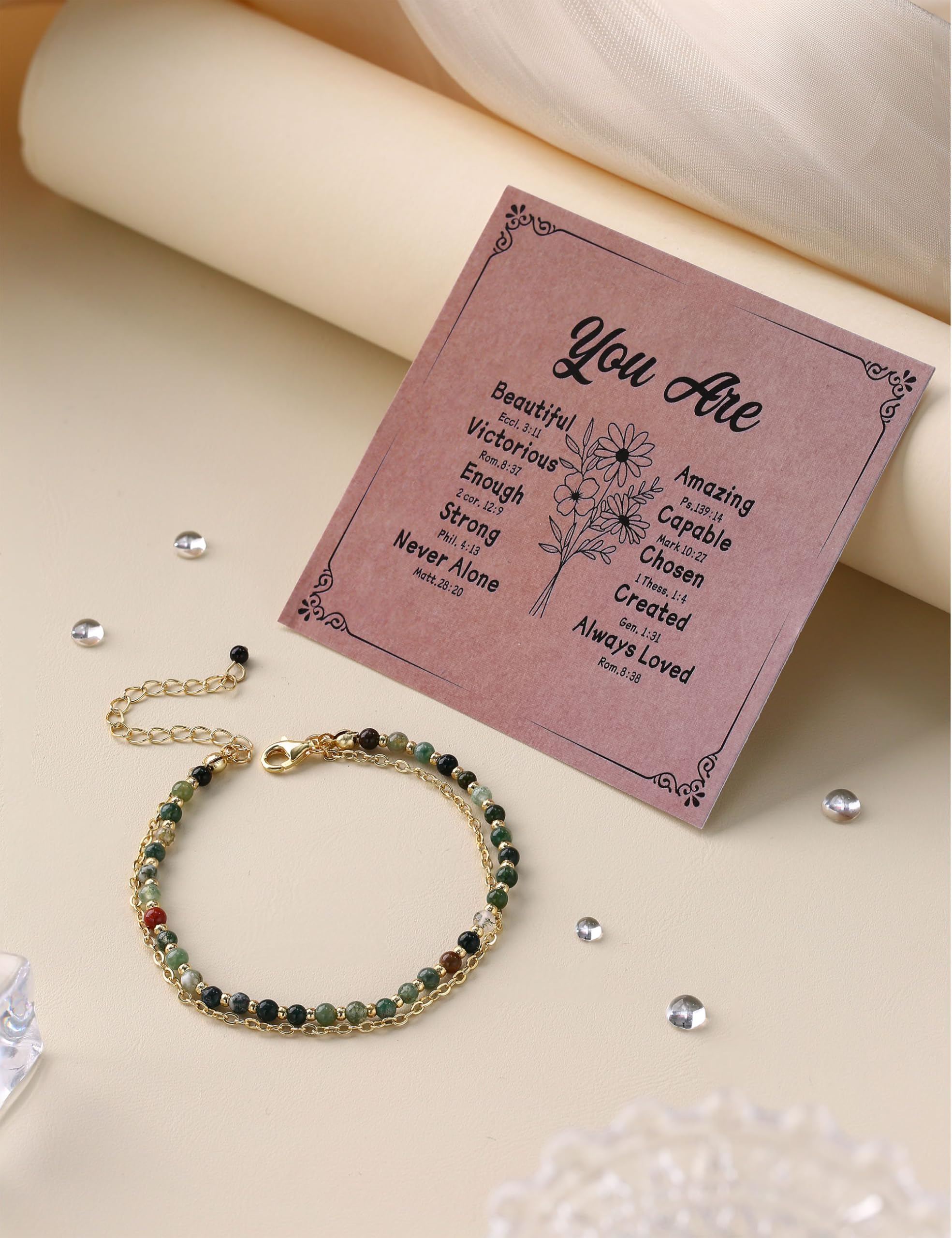 YCTTKDD Braccialetti con Perline per Donna e Ragazza Bracciale con Chiusura in Argento Sterling 925 Perline in Pietra Naturale Bracciale in Braccialetti Boho Regolabili placcati Oro Regalo di