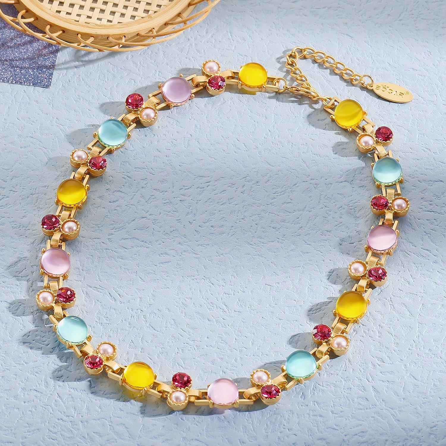 Bocar Elegant Crystal Choker Sparkly Necklaces Rhinestone Resin Collar Necklace for Women Weeding Party Prom Jewelry