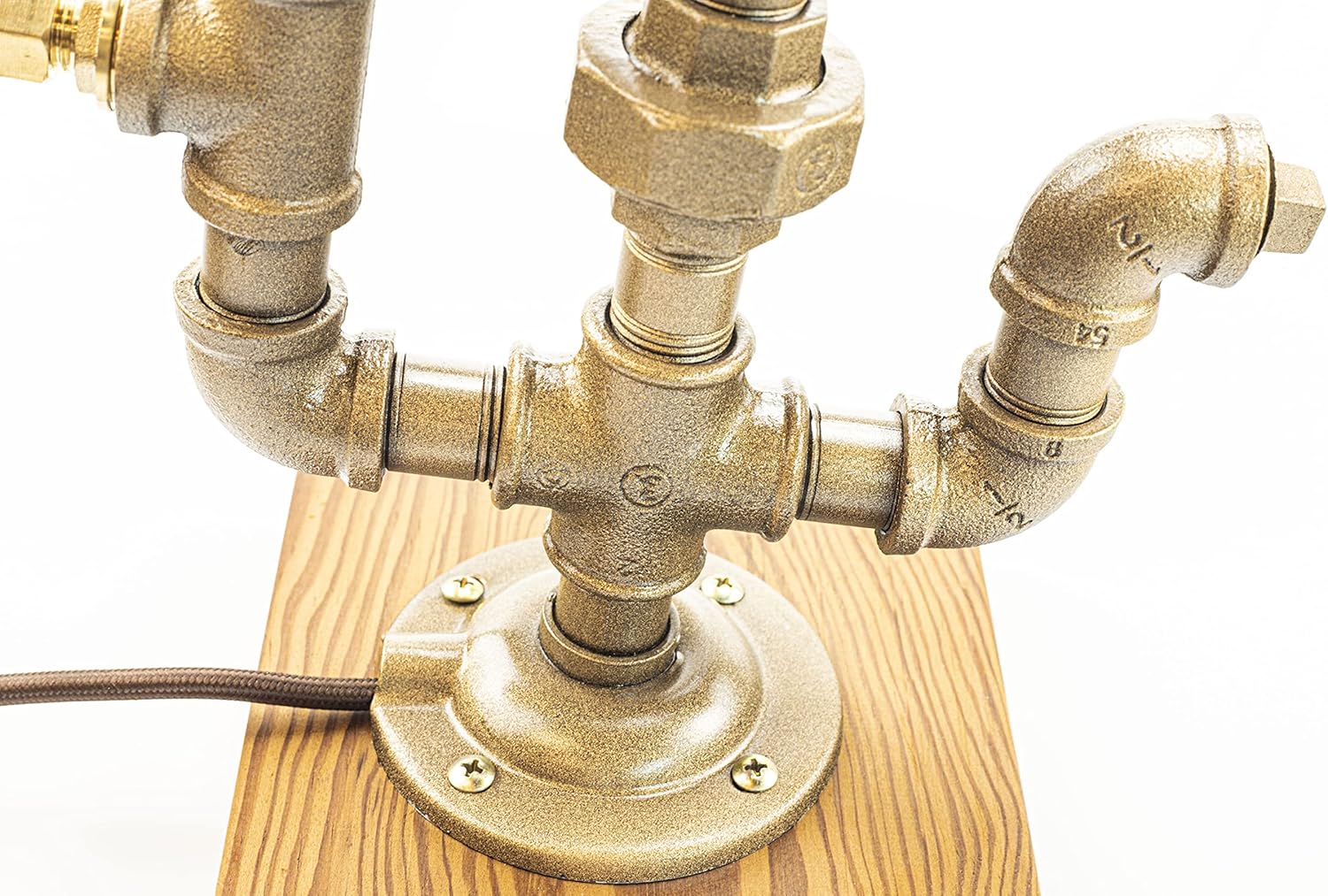 Steampunk Lamp with Dimmer, Dimmable Loft Style Industrial Vintage Antique Style Light with Bulb, Wood Base with Iron Piping Desk Lamp, Retro Desk Lamp LL-034