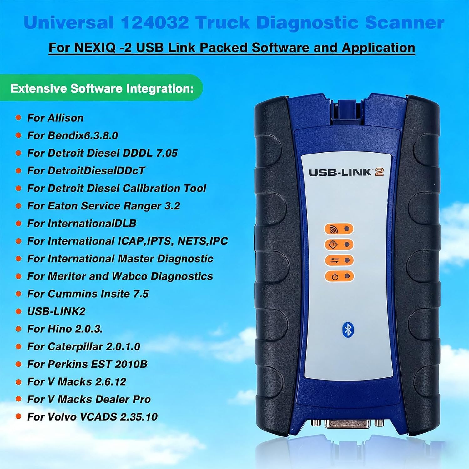Diesel Universal Heavy Duty Truck Excavator Diagnostic Scanner Tool, Compatible with Diagnostic Programs for Engines, Transmissions, Instrument Panels, and Other Equipment Bluetooth