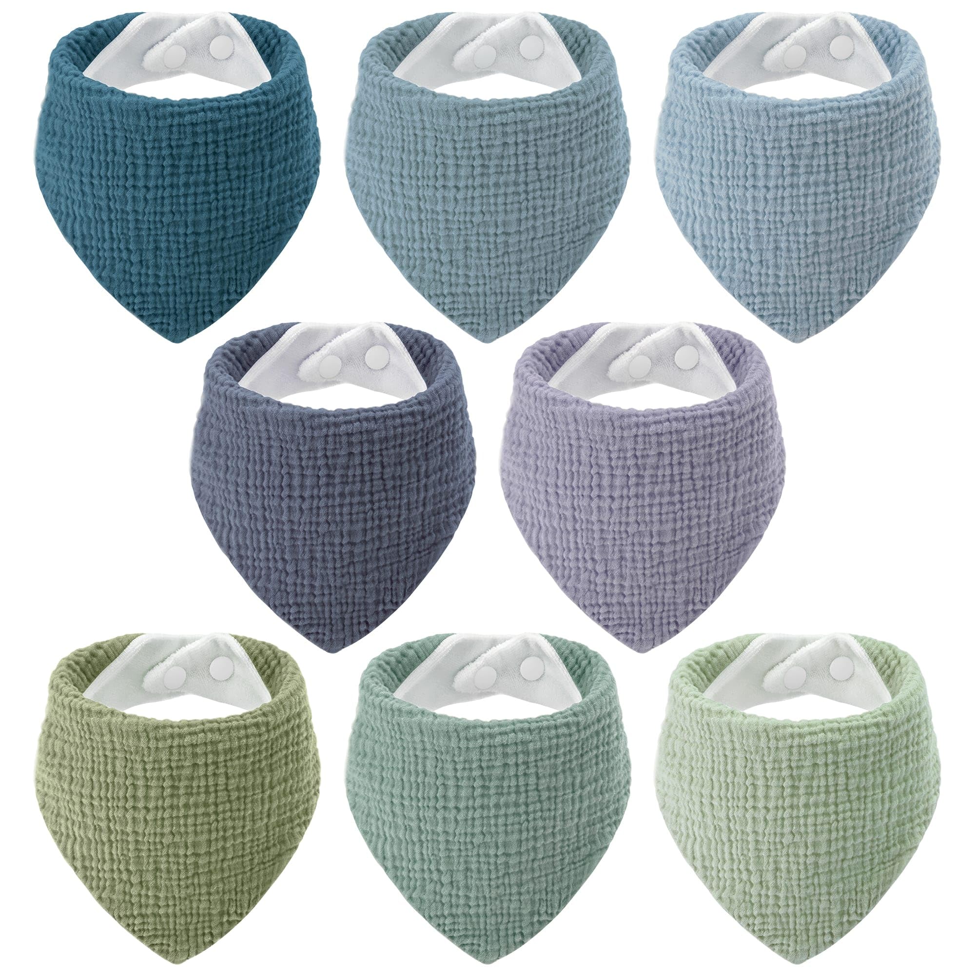 Unnivoll Lätzchen Baby Musselin Dreieckstuch Baby 100% Baumwolle Halstuch Baby Verstellbare 8 Pack für Unisex Mädchen Jungen 0-36 Monate Weich und saugfähig Blaugrün-Grau