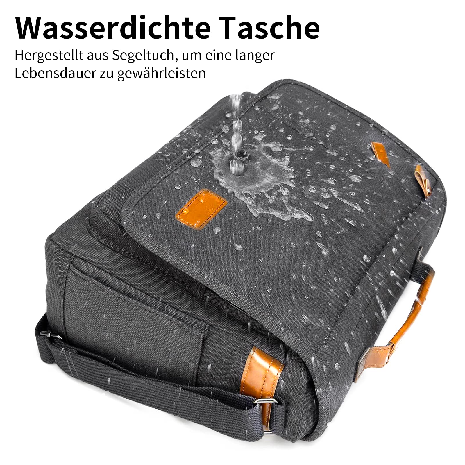 ESTARER Umhängetasche/Laptoptasche 15.6 Zoll für Arbeit/Uni aus Canvas Grau