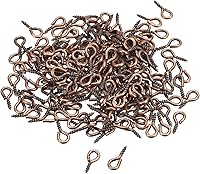 Vista 19 de uxcell 200 ganchos pequeños de ojo de tornillo con rosca, tornillos roscados, tornillo autorroscante de 0.31 x 0.39 pulgadas para hacer joyas, Plata