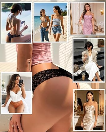 Cotton Thongs for Women Sexy Seamless Underwear T Back Thong Comfort Ladies Lace Panties Breathable Low Waist 9 Pack