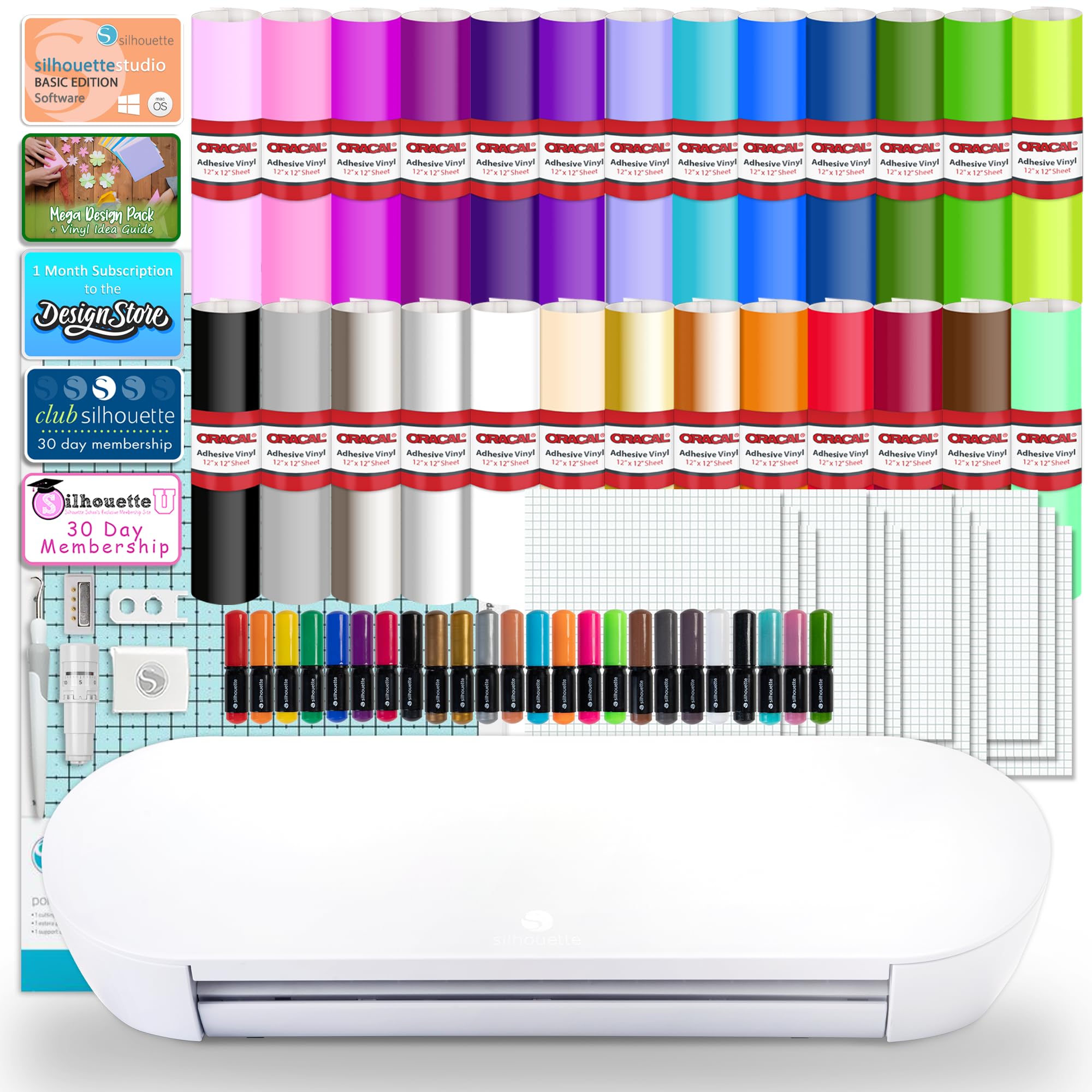 Silhouette Portrait 4 Vinyl Cutter with Premium 651 Vinyl Sheets, Sketch Pens, Tools, Design Software and More