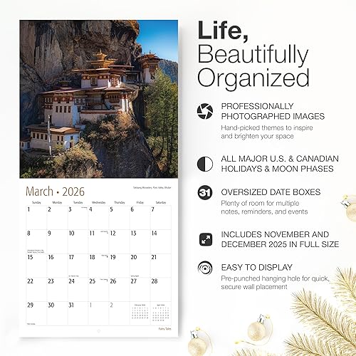 Miniatura 24 de RED EMBER Enchanted Places - Calendario de pared 2026 de 12 meses, 12 x 24 pulgadas, abierto, papel grueso y resistente, para regalo, calendario