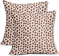 Vista 25 de Fundas de almohada marrón y blancas de 18 x 18 pulgadas, juego de 2 almohadas boho grises con lunares, fundas de almohada modernas estampadas