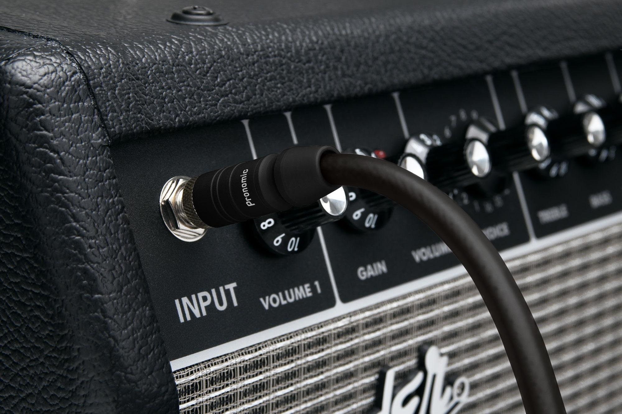 5 x Pronomic Trendline INST-A-3S kabel jack 3 m (profesjonalny kabel gitarowy/instrumentalny, jack 6,3 mm, pozłacany 24-karatowym złotem, elastyczny i wytrzymały płaszcz zewnętrzny, w zestawie zapięcie na kabel, czarny