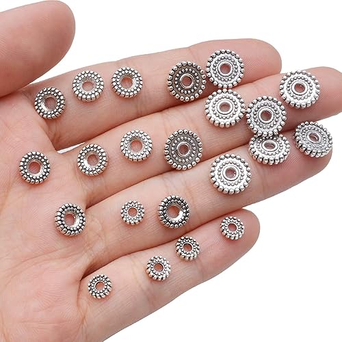 Miniatura 7 de 200 cuentas espaciadoras de aleación de plata antigua, espaciador de joyas, espaciador de cuentas para manualidades, pulseras, collares, aretes,