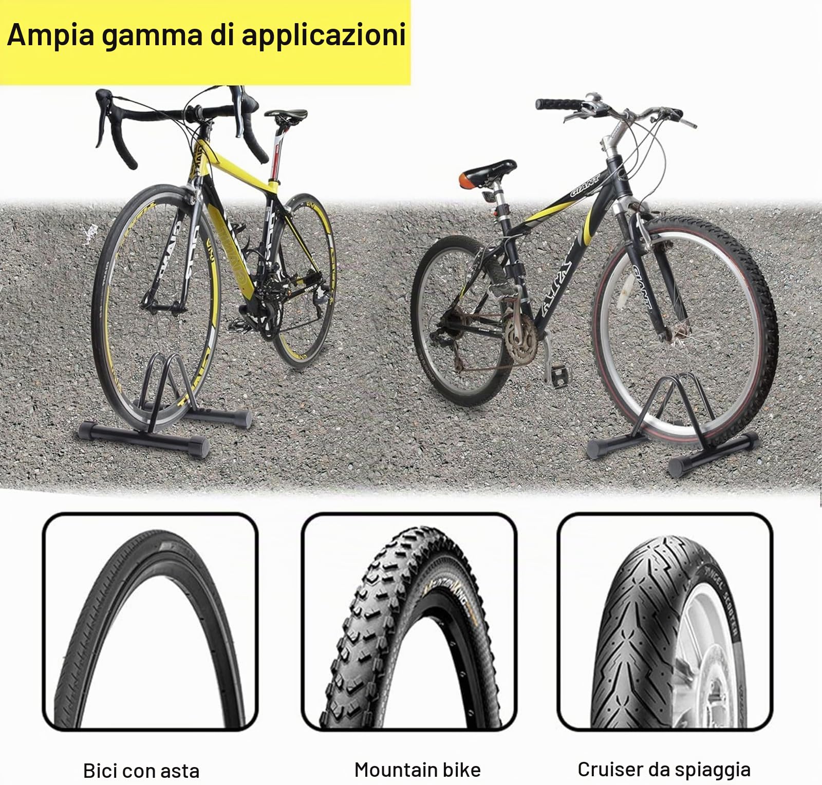 Supporto per parcheggio per bicicletta da pavimento e da parete, supporto per bicicletta, autoportante