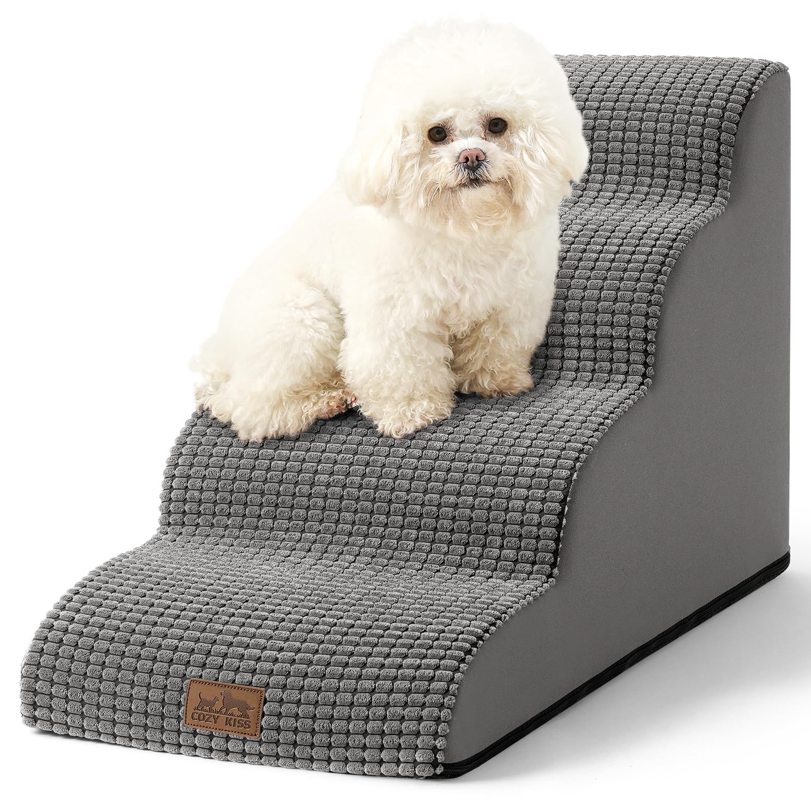 COZY KISS Dog Stairs for Small Dog 19.7" H, 4 Step Pet Ramp for Bed