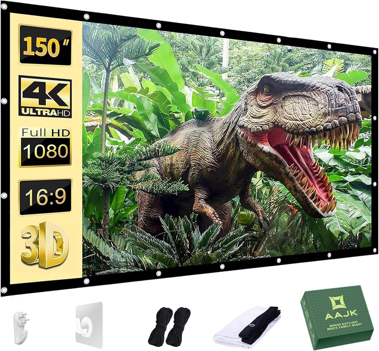150 Inch Projector Screen Portable Foldable Washable 16:9