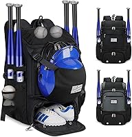 RAINSMORE Baseball Backpack for Youth & Adults - Lightweight Softball Bat Bag with Ventilated Shoe Compartment, Fence Hook & Helmet Holder