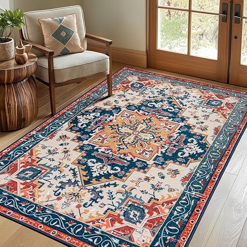 Miniatura 12 de Rugflix Alfombras de área de 8 x 10 pies para sala de estar, alfombra grande lavable, resistente a las manchas, pelo bajo, alfombra oscura moderna