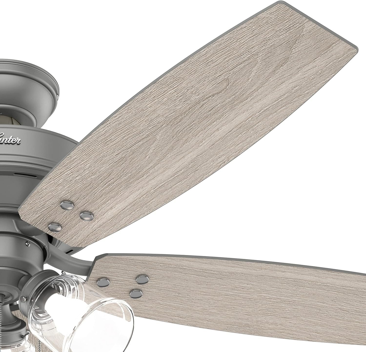 Hunter Fan 52 inch Casual Matte Silver Indoor Ceiling Fan with LED Light Kit and Pull Chain (Renewed)