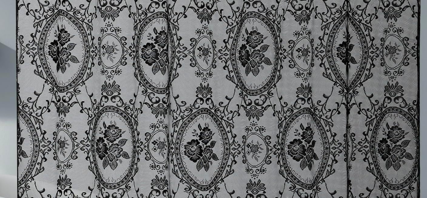 Gothic Shower Curtain with Matching Valance. 84 Inch Shower Curtain Perfect for Goth Bathroom Decor. Goth Shower Drape or Vintage Bath Curtain. SH Black-Black 84