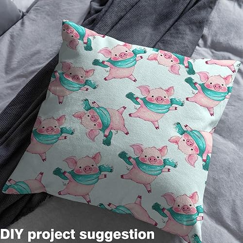 Miniatura 4 de Feelyou The Yard - Tela de tapicería de cerdos de dibujos animados para exteriores, tela decorativa de animales porcinos kawaii para proyectos de