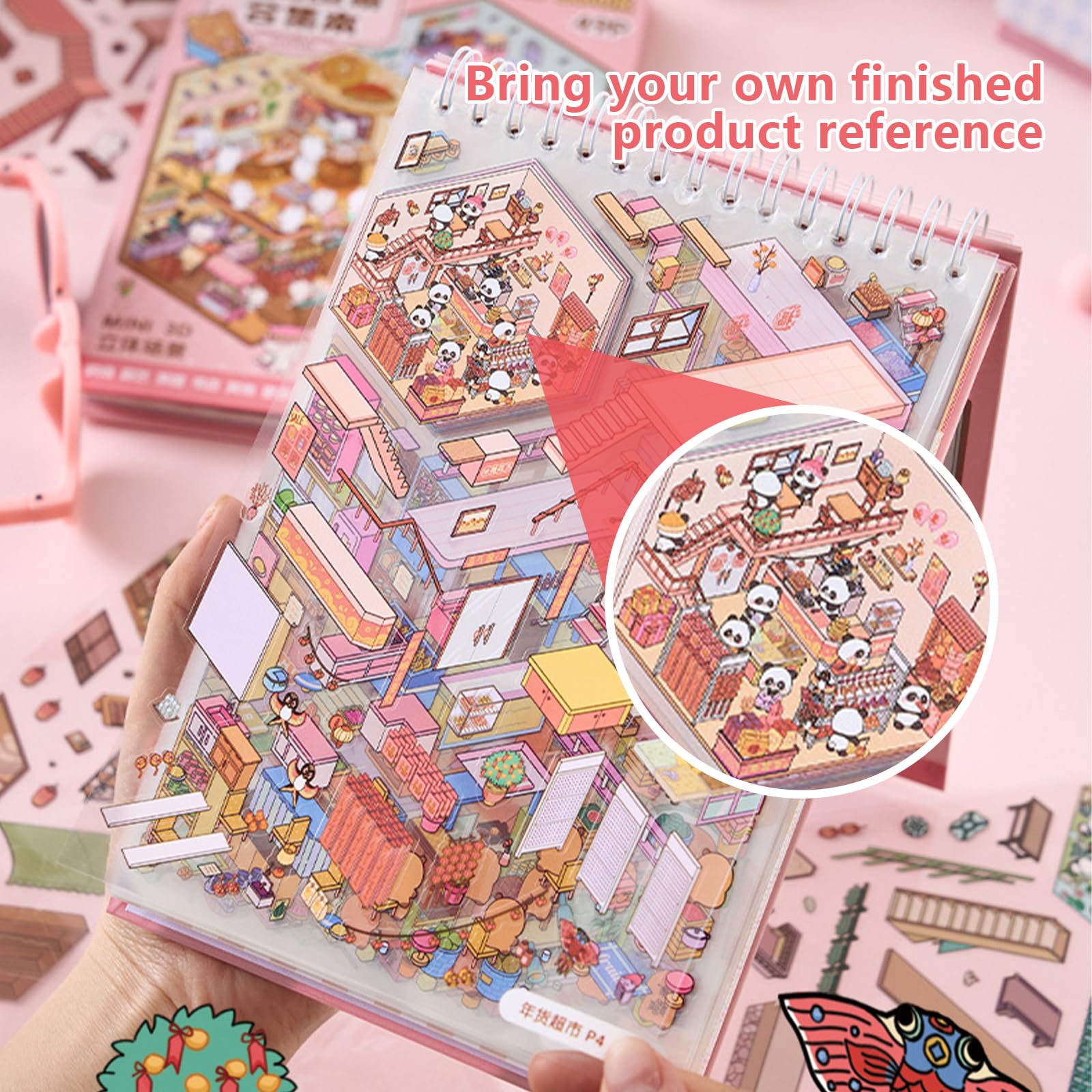 Set 10 Libri Adesivi 3D Riutilizzabili - 200+ Stickers, Per Creare Scene, Anti-stress