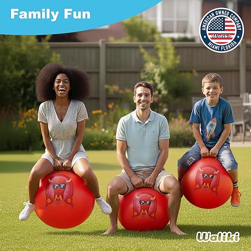 Miniatura 4 de WALIKI Juguetes Hopper Ball para niños (Hippity Hop Ball, Hopping Ball, Bouncy Ball con asas, Sit & Bounce, Kangaroo Bouncer, Saltar, Rojo, Bomba