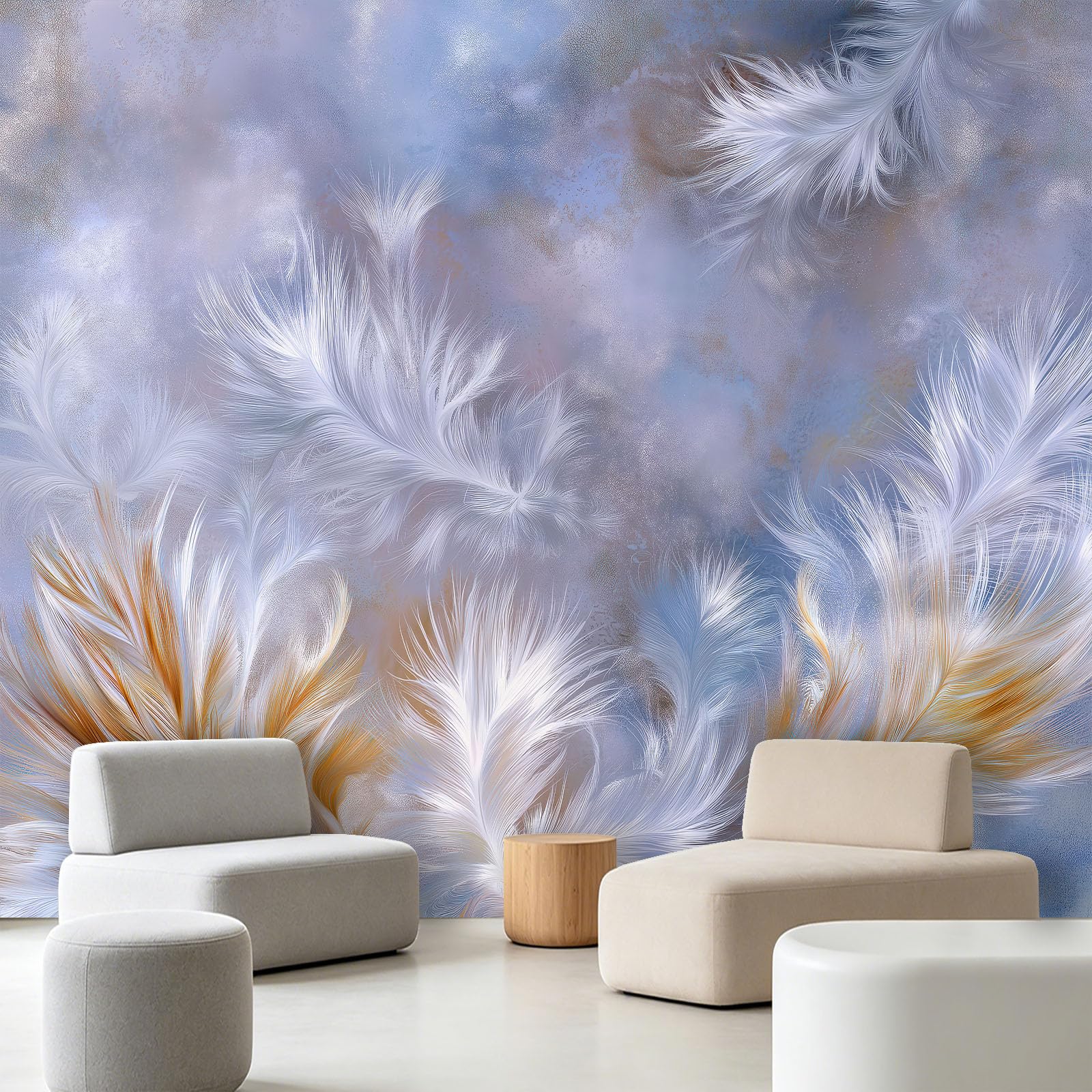 WTD - Papel pintado fotográfico (300 x 210 cm), diseño de plumas, multicolor
