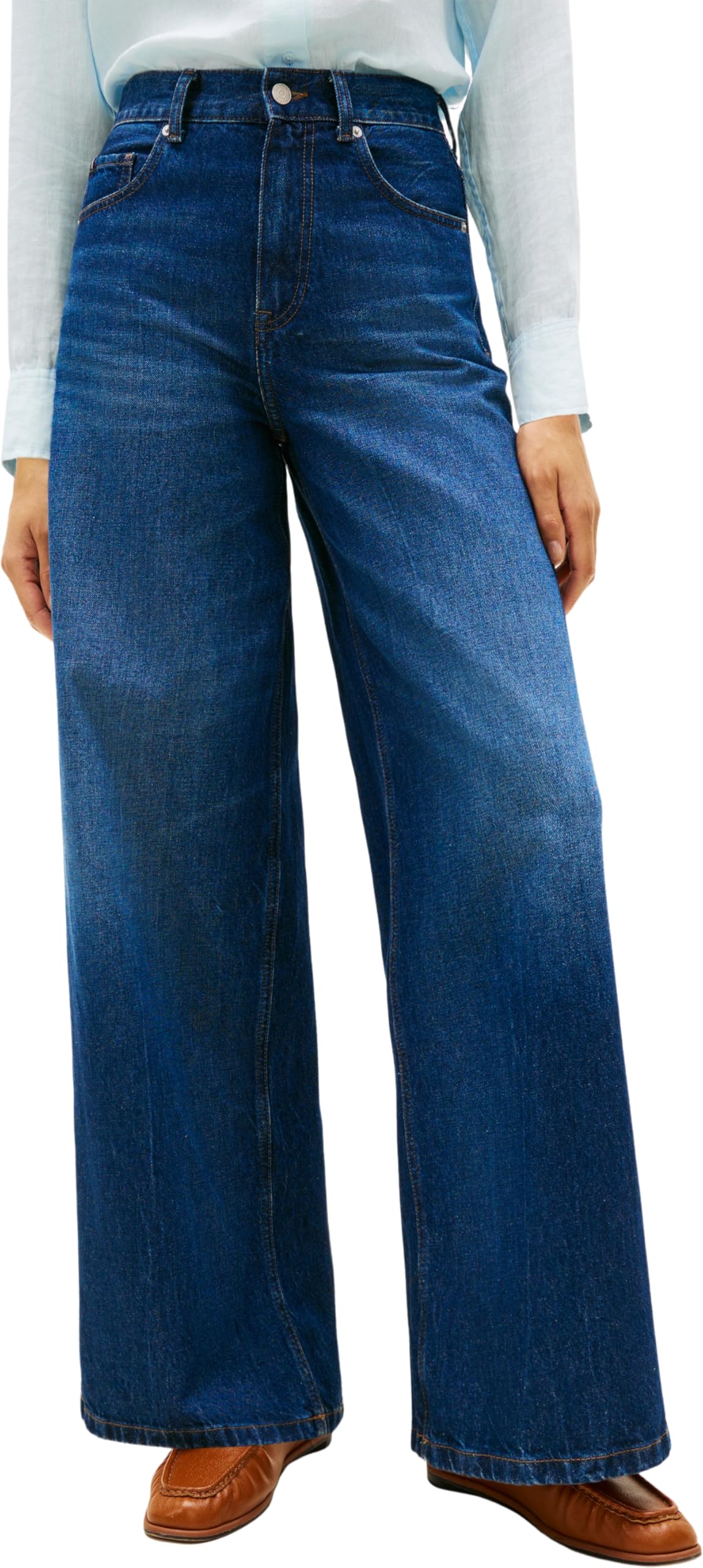 Tommy Hilfiger Women's DNM New Doreen 70'S Wide Leg Hw WW0WW48567, Denim, 28W / 32L