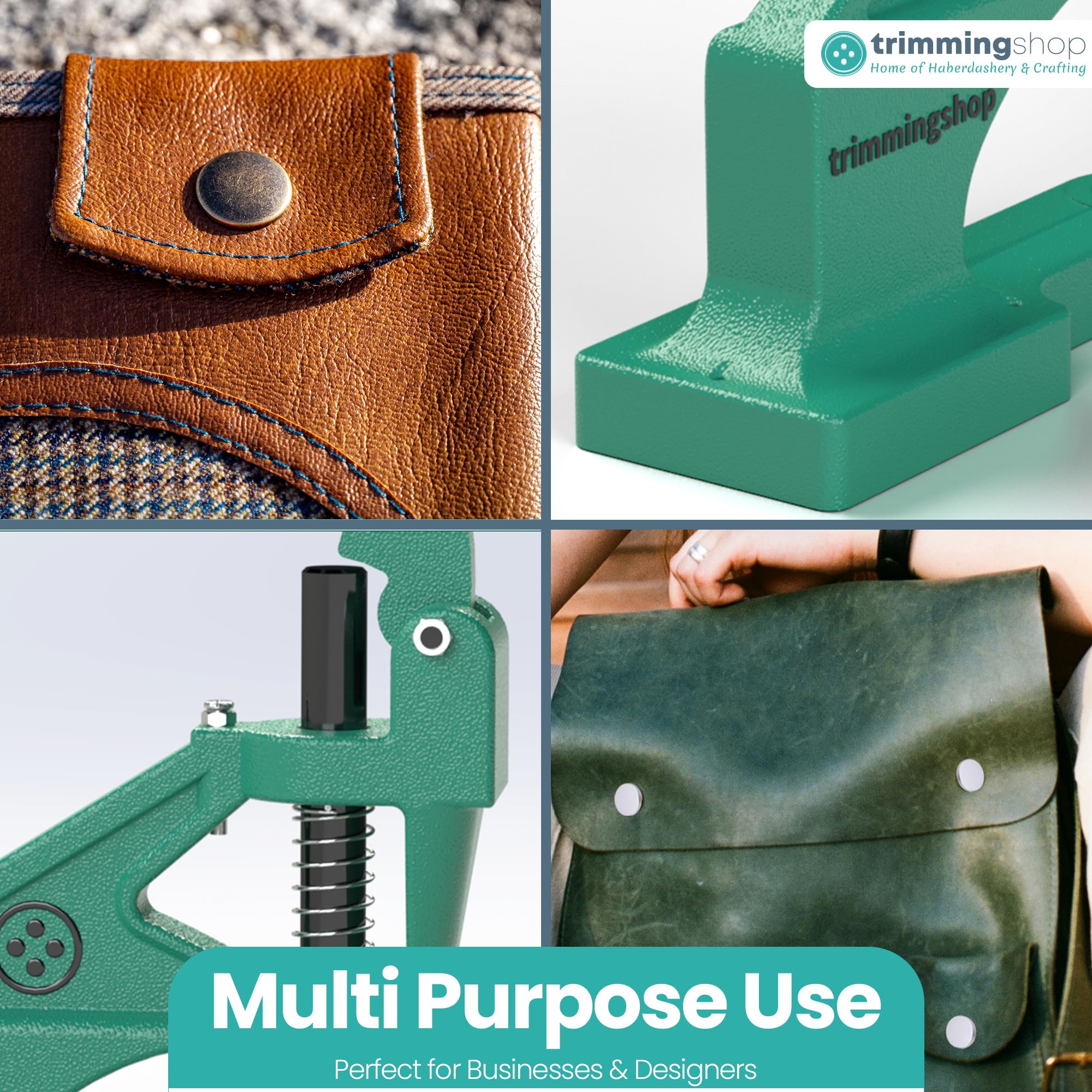 Trimming Shop Broche a Presión Die para Universal Mano Verde Máquina Prensa, Fijación & Cierre Ropa, Telas, Artes Manualidades, Bricolaje Proyecto, Cuero Manualidades - Verde Máquina + Troqueles, 17MM