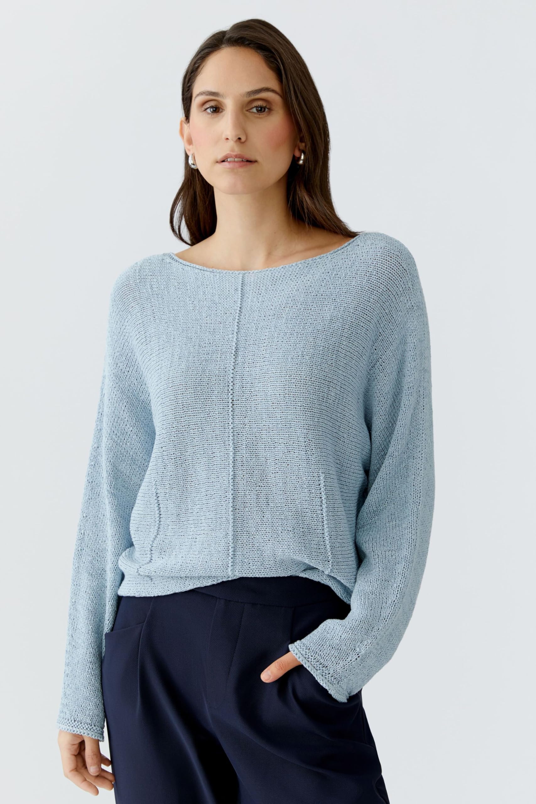 Oui Damen Pullover lässig geschnitten Uni