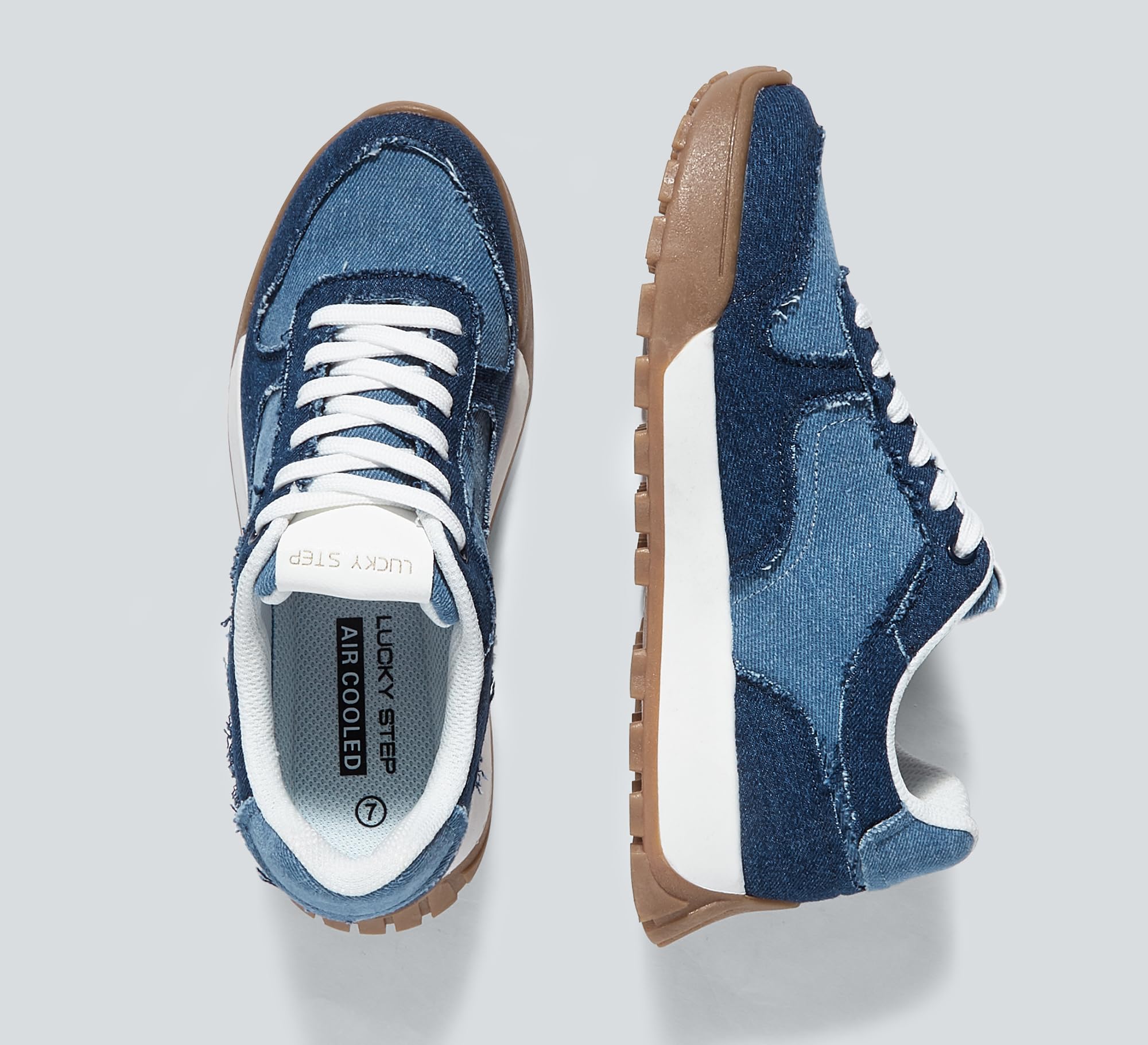 LUCKY STEP Damen Retro-Design Sneaker mit Plattformsohle Atmungsaktive Canvas-Schuhe mit Schnürung für Stadt & Freizeit