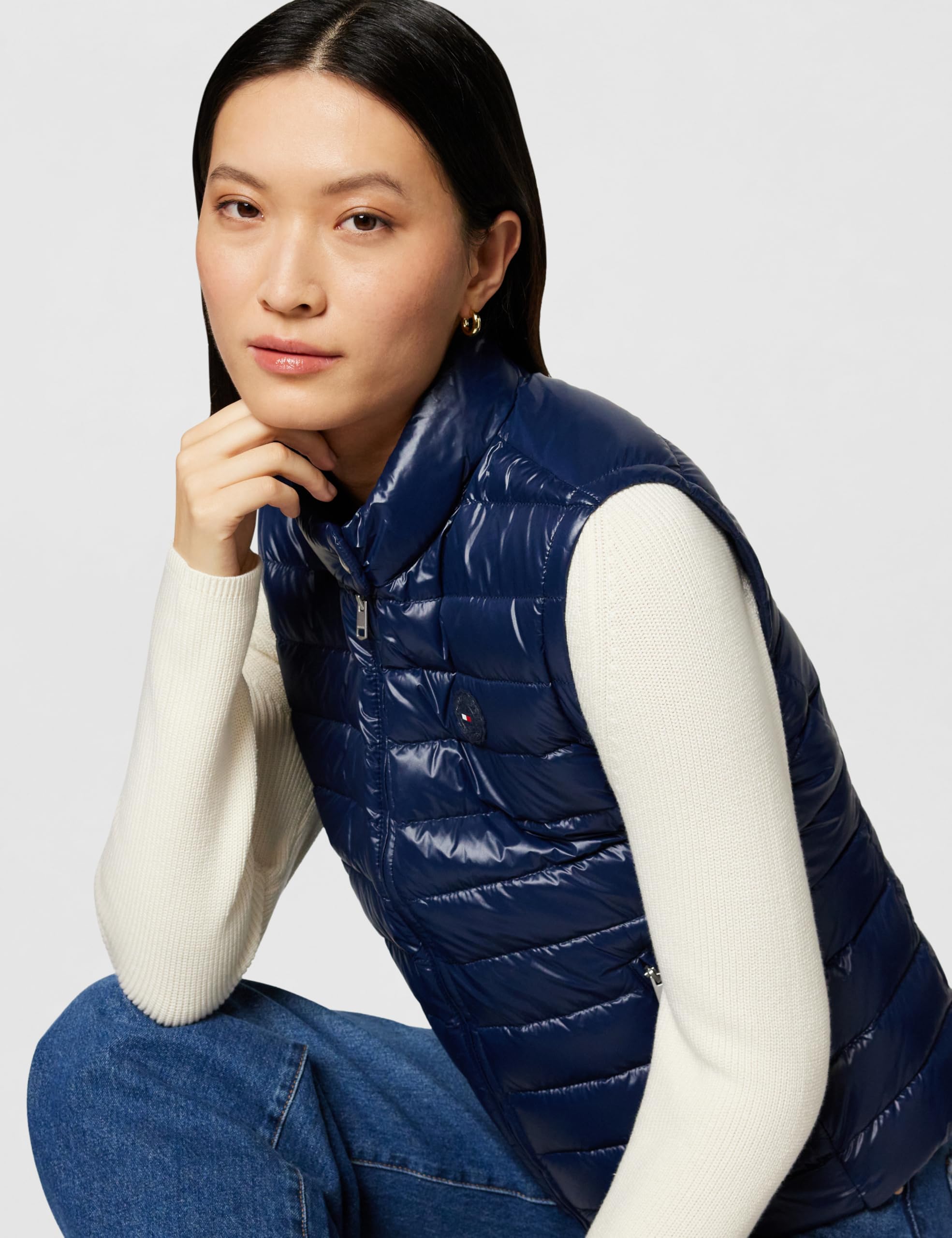 Tommy Hilfiger Veste sans Manches Femme avec Col Mock