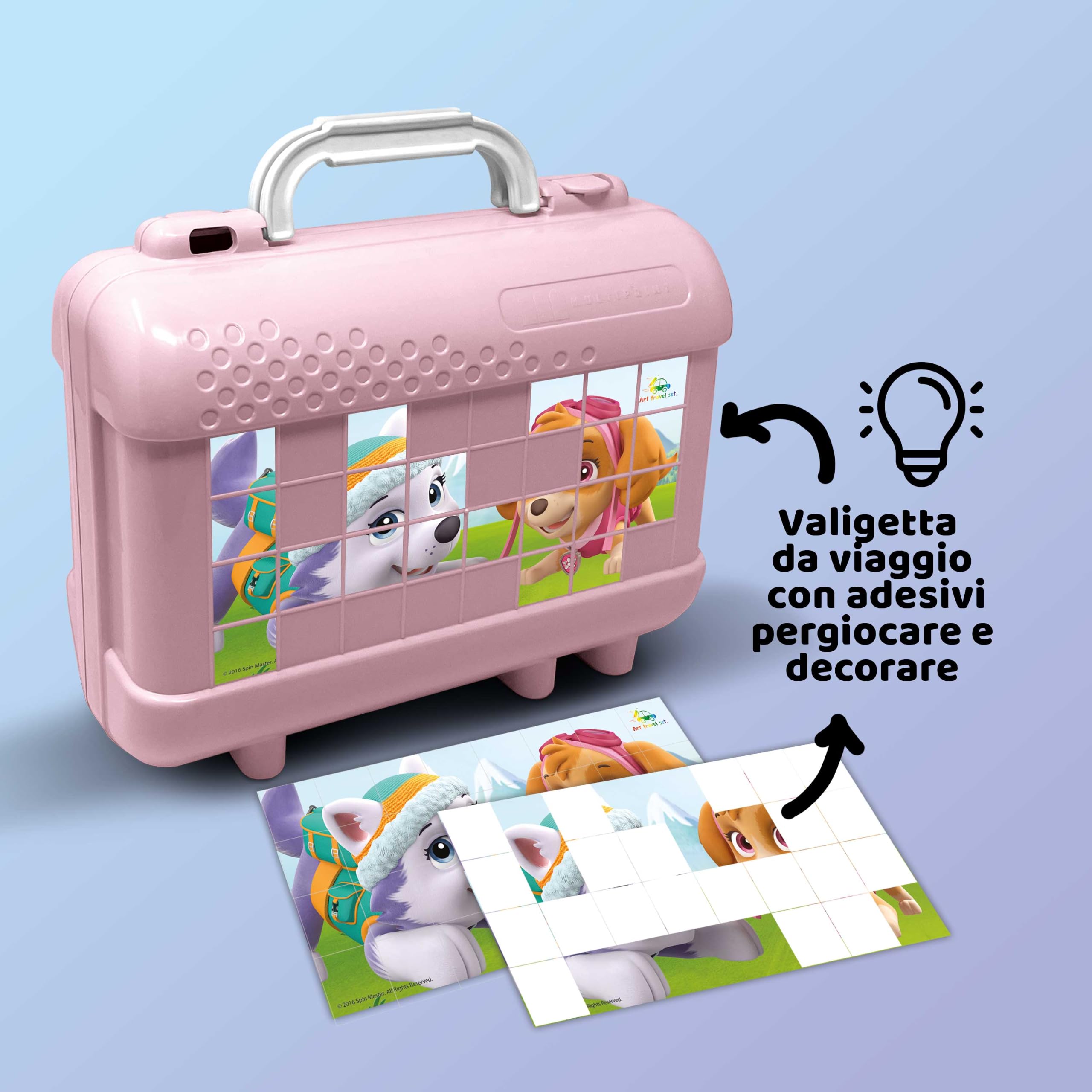 Valise Paw Patrol – 5 Tampons Bois, 10 Crayons, Livre Et Puzzles – Fabriqué En Italie – Encre Lavable
