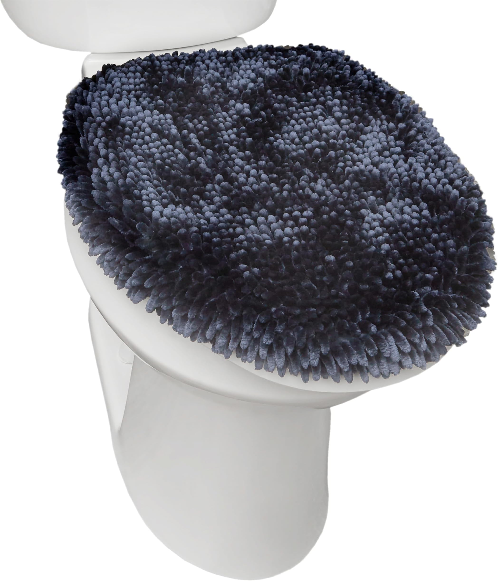 Town & Country Basics Spa Step Noodle Solid Bathroom Toilet Lid Cover, Plush, Soft, and Absorbent, Machine Washable, Blue, 18.5"x19.6"