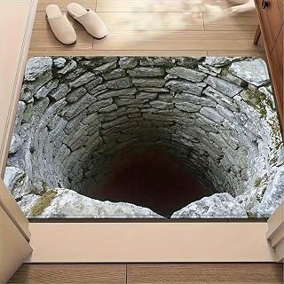 3D Optical Illusion Rug, Like A Hole in The Floor Illusion Doormat Entryway Front Door Mat with Hole Effect 3D Rugs Optical Illusion Welcome Mats Non-Slip Floor Carpet Living Room Home Decor