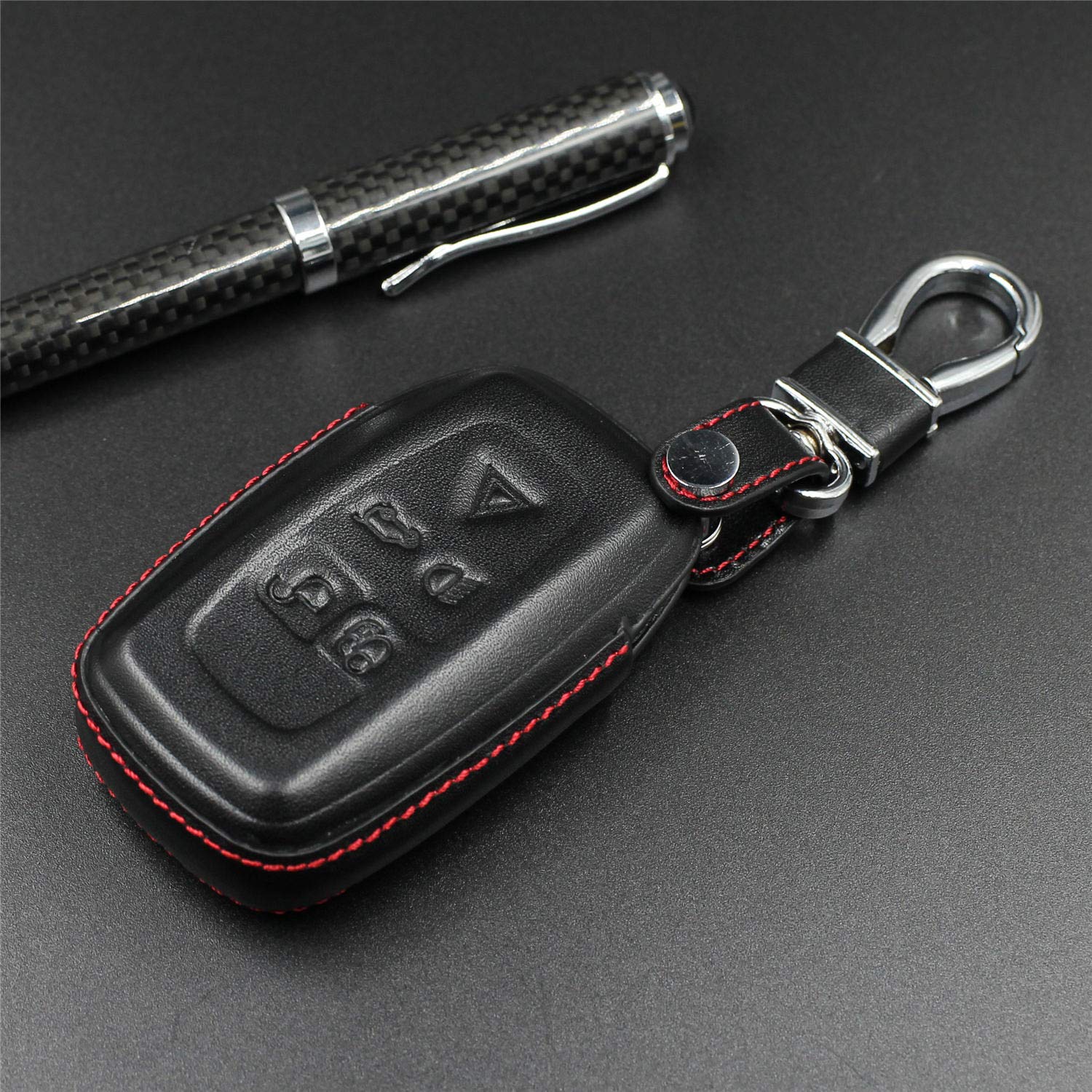Custodia Portachiavi In Vera Pelle M.JVisun Per Land Rover Discovery 4, Range Rover Evoque, Sport, Nera, Con Portachiavi Metallico