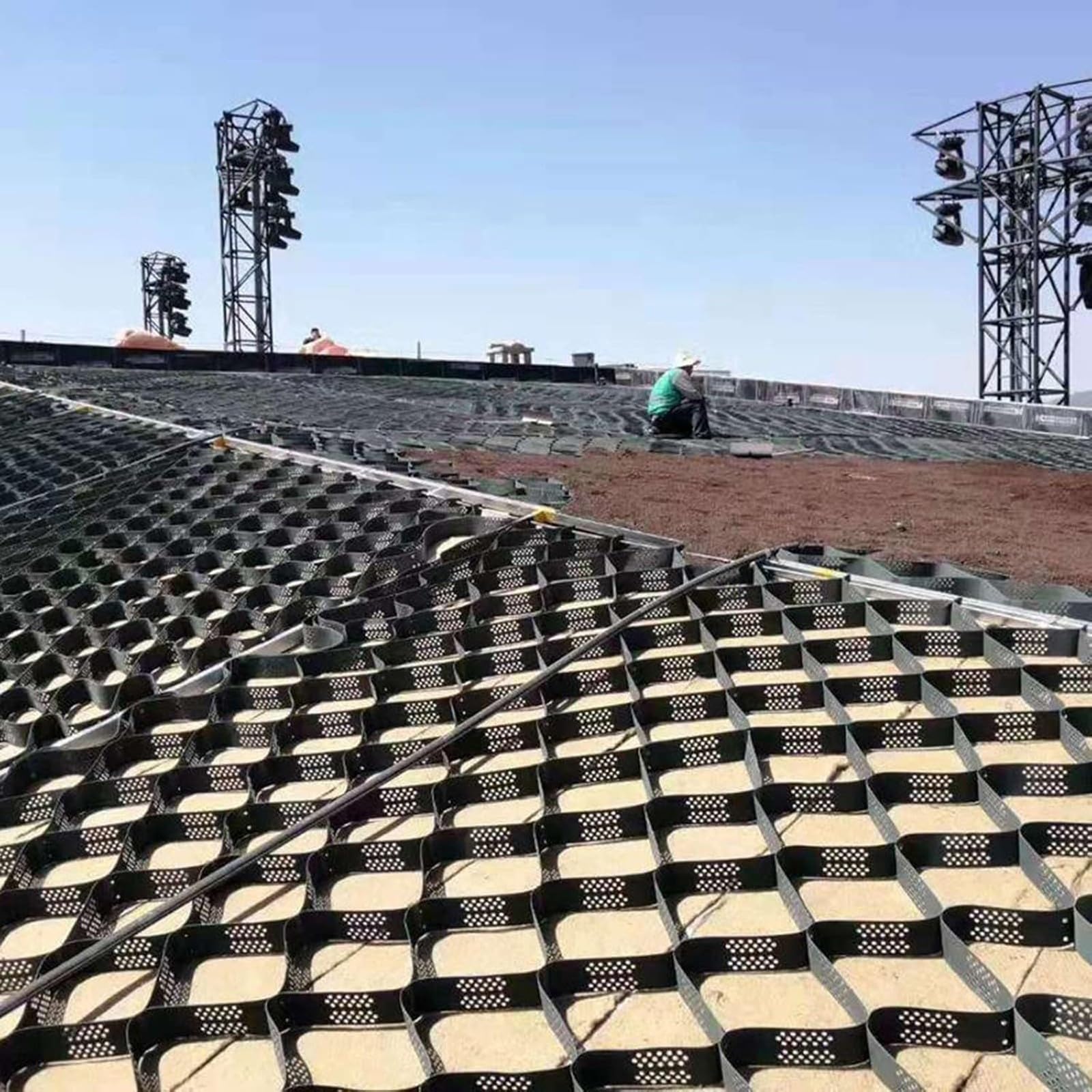 Griglia di Terra Geogrid, Griglie di Controllo del Fango del Terreno da 2 Pollici, Rinforzo del Pavimento, Pavimentazione Permeabile per Supporto, Pendenze, Griglie(1x3m(3.3x10ft))