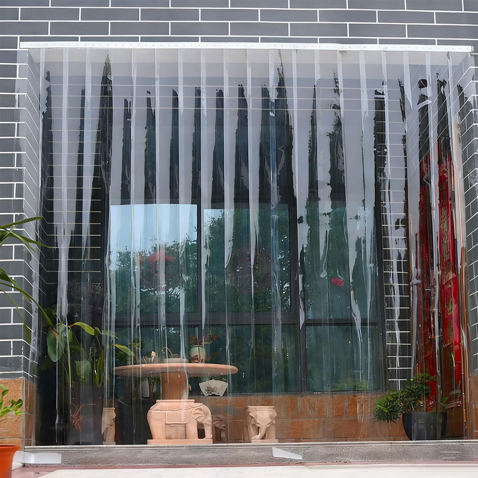 Plastiques Bande Lamelle Protection Contre Le Froid Rideaux Porte Lanières PVC Air Curtain Salon, Cour(105x220cm/41.34x86.61in)