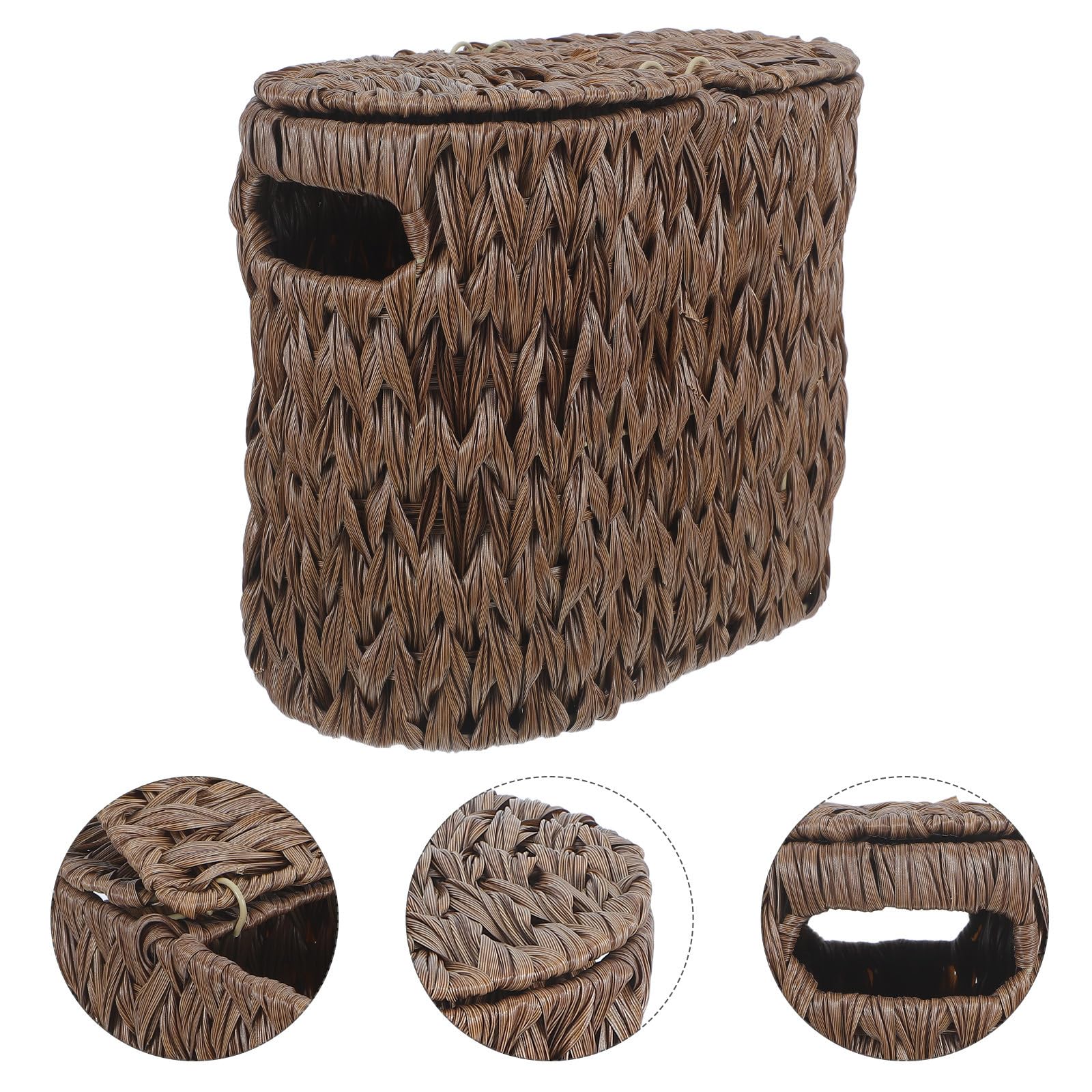 Cesta para Guardar Papel Higiénico con Tapa de Plástico, Organizador Ligero para Baño, Almacenamiento de Rollos y Artículos Pequeños en Espacios Compactos