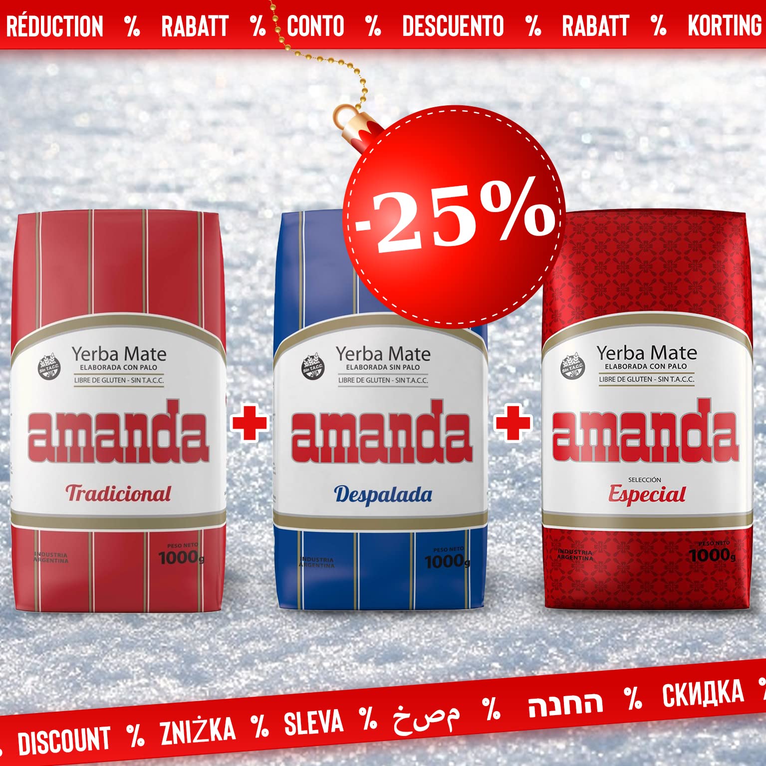 Amanda Yerba Mate Herbata Tradycyjny 3 kg + Próbka (40g) |Bogaty w Witaminy i Przeciwutleniacze | Przyspieszony Metabolizm | Argentyna