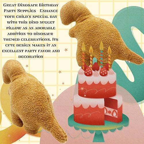 Miniatura 6 de Peluche de pepita de pollo Dino Tyran Rex, almohada de pepita de dinosaurio de 16 pulgadas, almohada de peluche suave para una bonita decoración de