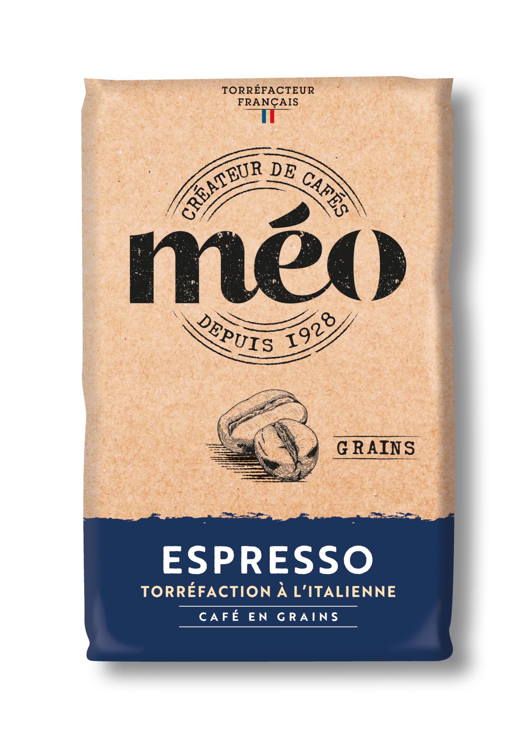 Cafés Méo - Café en Grains Espresso - 6 kg - Intensité 9/10 - Arômes Authentiques et Aromatique - Lot de 6 x 1 kg