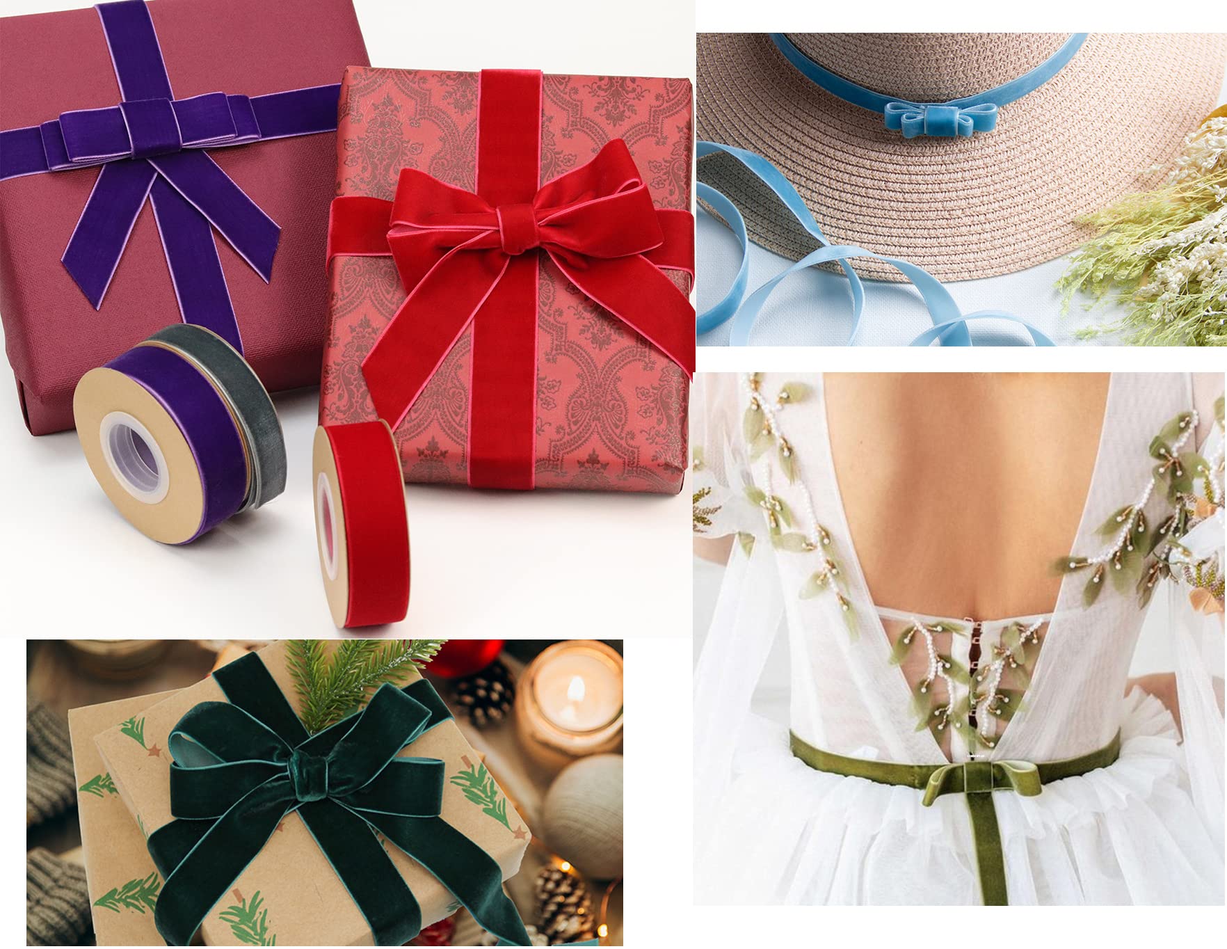 GEEHUA 2 Rollen 20 M Kerst Fluwelen Lint, 9,5 Cm Rood Groen Fluwelen, image size:1764x1364